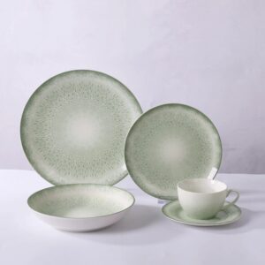 Ceramic Dinnerware Manufacturer Stoneware 20PC Dinner Set with Nordic Natural Design with Muted Green for Everyday Use