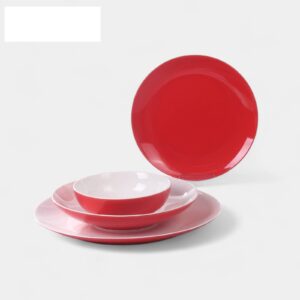 hot sale new year design coupe plate bowls tea coffee cup saucer set red porcelain dinnerware any occasion new bone china