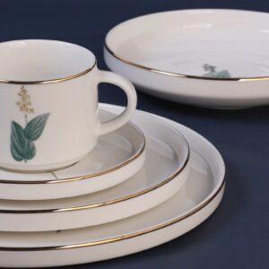 Wholesale Gold Leaf Modern Botanical Dinnerware Set - New Bone China | YZC Ceramics