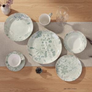 Porcelain Ceramic New Bone China Dinnerware Supplier Dinnerware Set with Muted Floral Pattern for Lifestyle Home Dining Brand