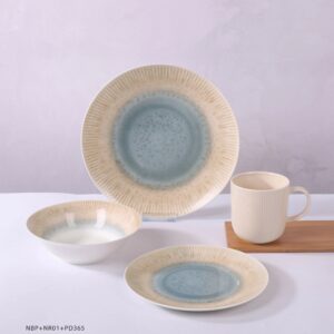 OEM Dinnerware Set New Bone China Factory 16pcs Dinner Set with Modern Natural Texture Decorative Design for Lifestyle Dining