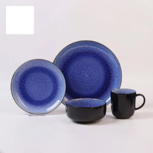 Wholesale 16-Piece Royal Blue Reactive Glaze Stoneware Set | YZC Ceramics