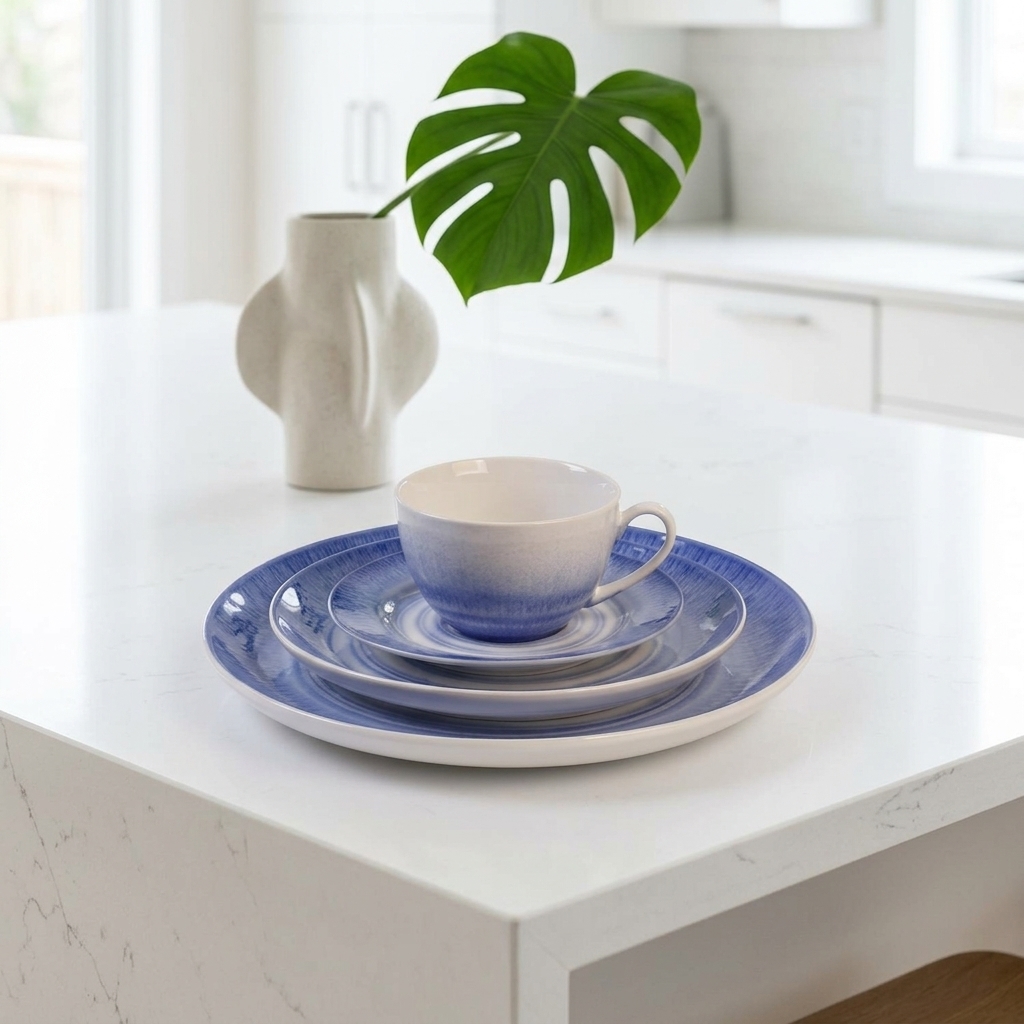 nordic stoneware blue tide swirl dinner set | yzc ceramics
