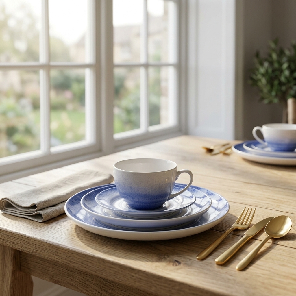 nordic stoneware blue tide swirl dinner set | yzc ceramics