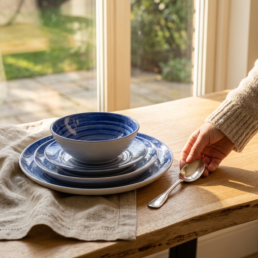 nordic stoneware blue tide swirl dinner set | yzc ceramics