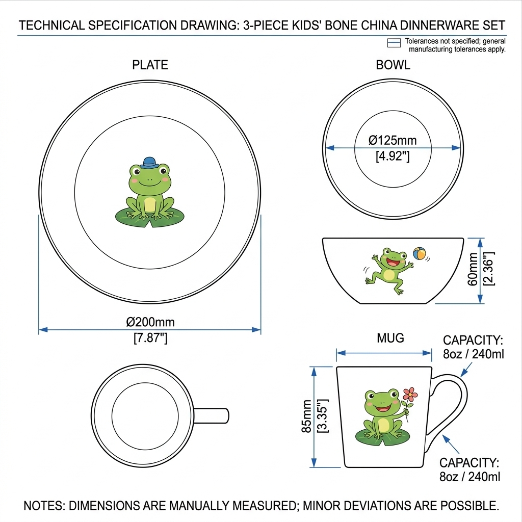 playful frog pattern kids 3 piece new bone china dinnerware set | yzc ceramics playful frog pattern kids 3 piece new bone china dinnerware set | yzc ceramics