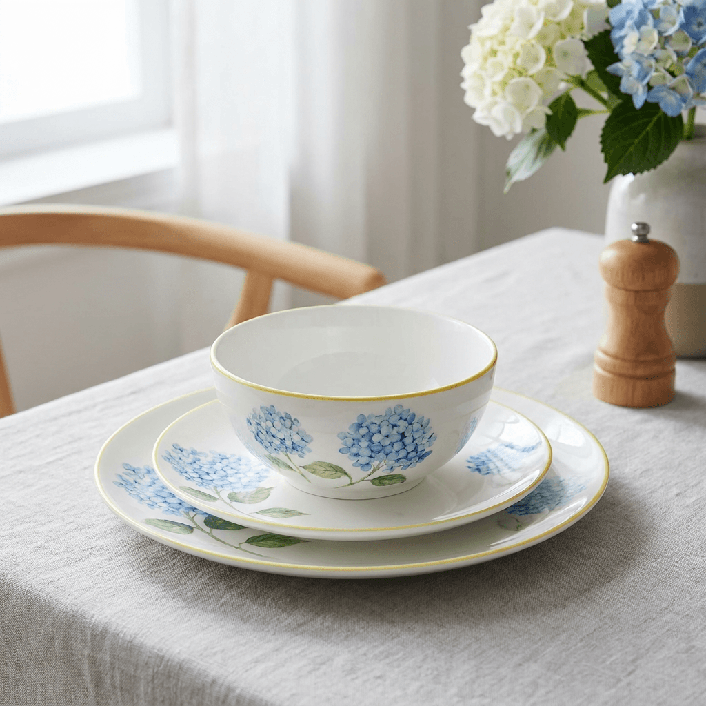classic european floral new bone china dinnerware set with gold rim | yzc ceramics